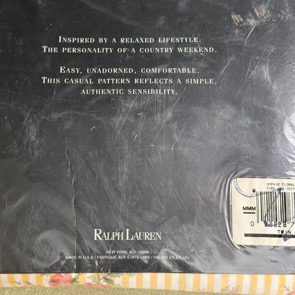 Vintage NIP Old Dead Stock Ralph Lauren Sophie Floral Yellow Twin Flat Sheet